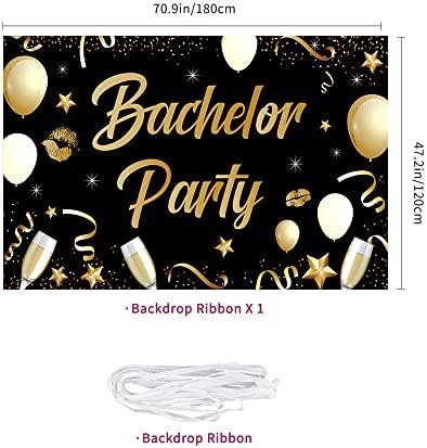 Large Black and Gold Bachelor Party Backdrop Balloon Sign