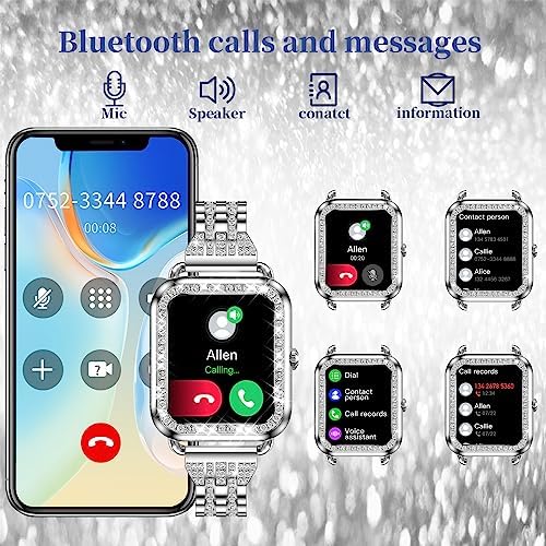 Diamond Smart Watch for Women with HD Touch Screen