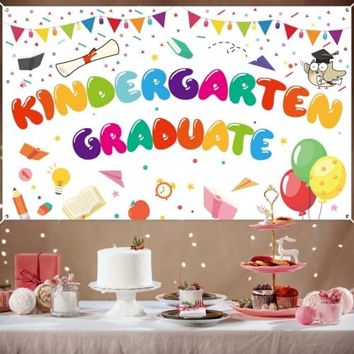 Kindergarten Graduation Banner 71x43 Inch White