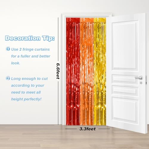 Biapian Rainbow Foil Fringe Curtains 2 Packs Party Decor
