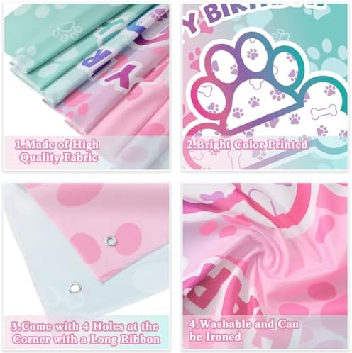 Newwiee Dog Paw Birthday Backdrop Banner