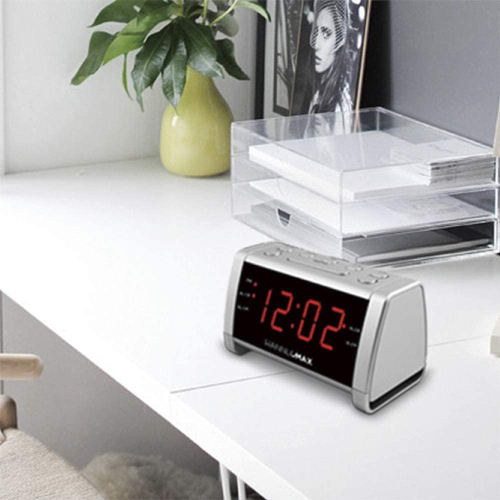 HX-138CR Alarm Clock Radio with Dual Alarms and Red LED Display