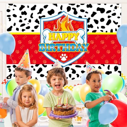 5x3ft Red Dog Paw Birthday Party Decor Backdrop