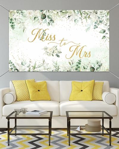 Mocsicka Miss to Mrs Greenery Banner with Gold Dots