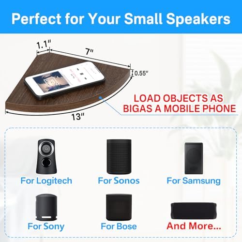 Corner Speaker Shelf for Small Speakers Set of 2