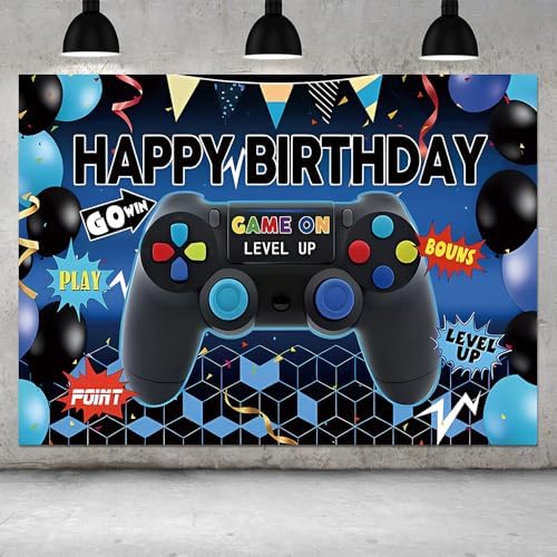 Qian 7x5ft Kids Birthday Party Photo Backdrop Level Up Game