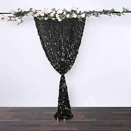 18MM Black Sequin Curtains 45FTX9FT 2 Panels Backdrop