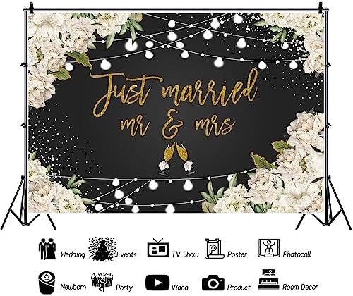 Just Married Mr Mrs Backdrop Wedding Theme