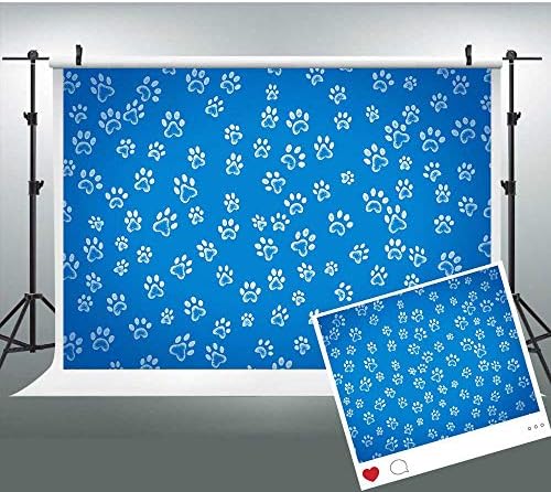 Dog Footprints Backdrops for Photo Booth 5x3ft Blue Print Patrol