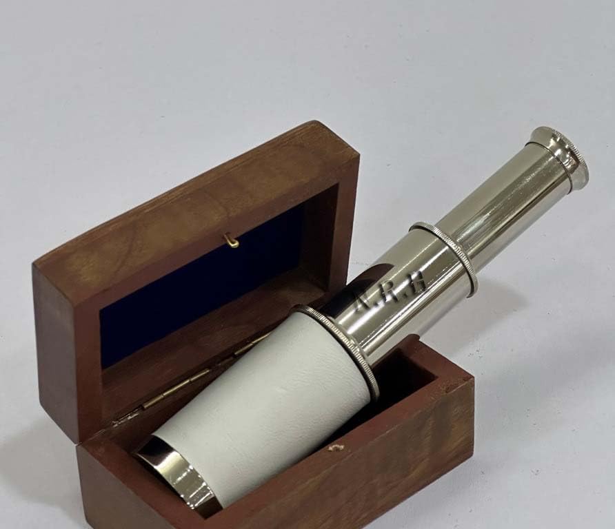 Brass Spyglass Telescope with Wooden Box
