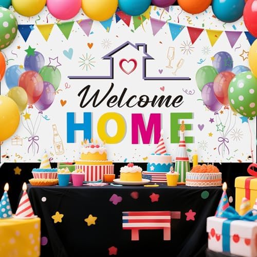 Welcome Home Backdrop Banner for Party Decorations