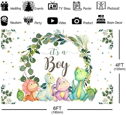 6x4ft Cartoon Dinosaur Baby Shower Backdrop