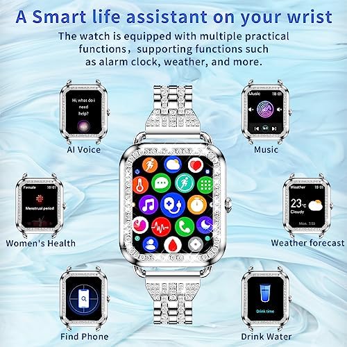 Diamond Smart Watch for Women with HD Touch Screen