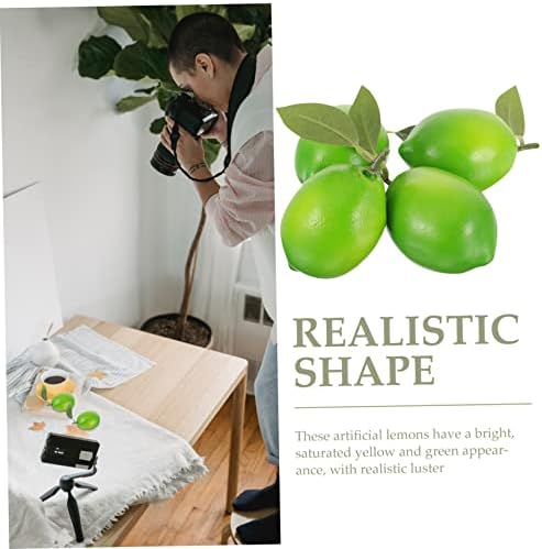 Luxshiny 4pcs Artificial Lemon Decor with Realistic Leaves
