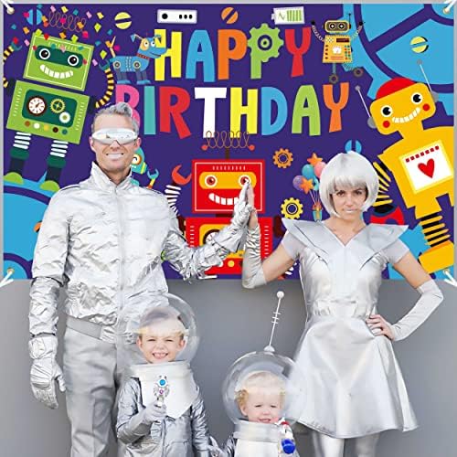 Robot Birthday Party Backdrop 59x36ft
