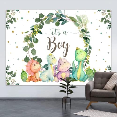 7x5ft Its a Boy Dinosaur Backdrop for Baby Shower and Kids Party