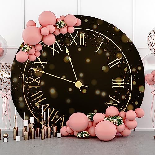 AOFOTO 65x65ft Round Countdown Clock Photo Backdrop with Gold Bokeh