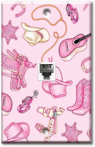 Art Plates - Cow Girl Pink Wall Plate with One Port RJ11