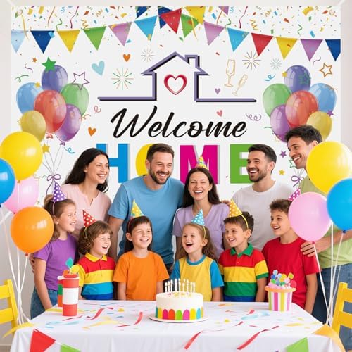 Welcome Home Backdrop Banner for Party Decorations