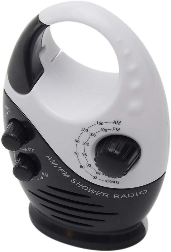 Pilarmuture Waterproof Shower Radio with Adjustable Volume and AMFM Tuning Black
