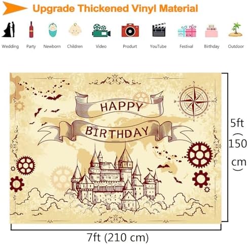 Wizard Birthday Backdrop Banner Boys Girls Party Decorations 7x5ft