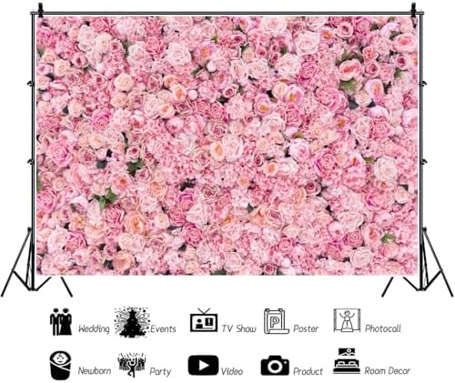 Pink Flowers Backdrop for Spring Tea Party and Birthday Events