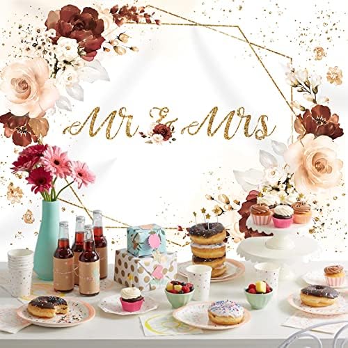Mr Mrs Engagement Decor Backdrop 7x5ft Pink Floral Wedding
