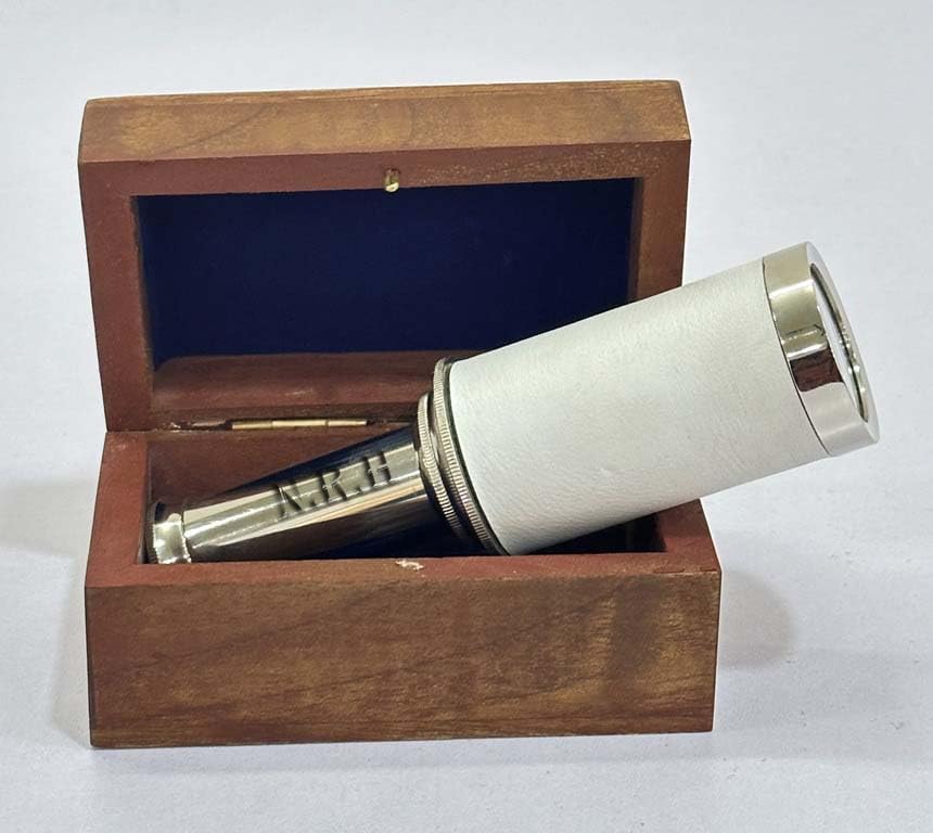 Brass Spyglass Telescope with Wooden Box