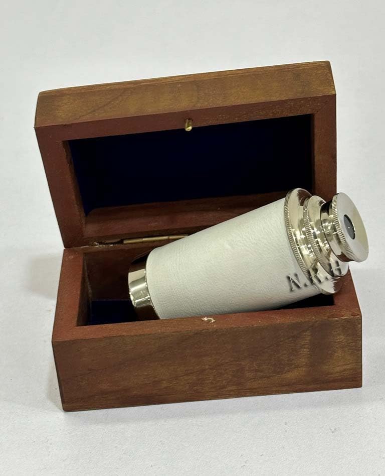 Brass Spyglass Telescope with Wooden Box