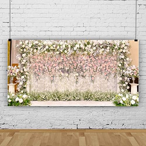 Yeele 20x10ft Wedding Floral Backdrop Pink and White