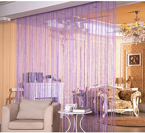 Duosuny 110x110 Inch Door Curtain with Silver Ribbon Tassel