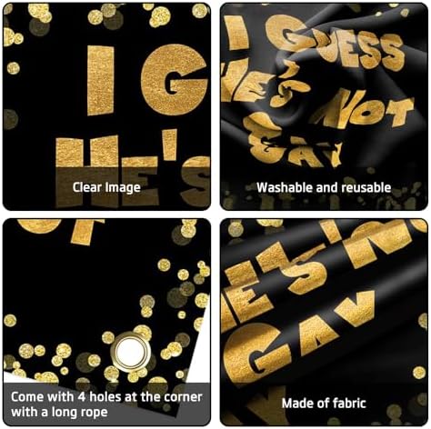 Lofaris Funny Bachelor Party Banner - Extra Large Gold Glitter and Black Backdrop