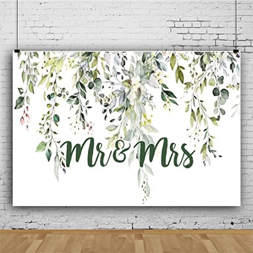 Leowefowa 10x8ft Greenery Mr Mrs Wedding Backdrop