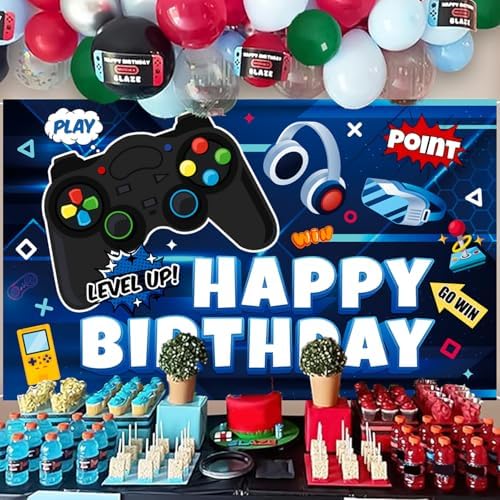 Video Game Birthday Decorations Banner 71x43 Inch