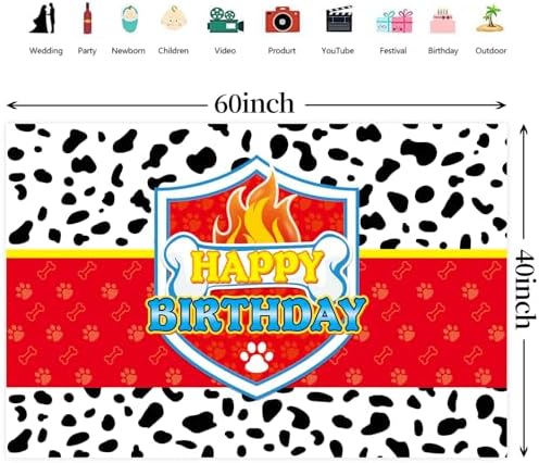 5x3ft Red Dog Paw Birthday Party Decor Backdrop