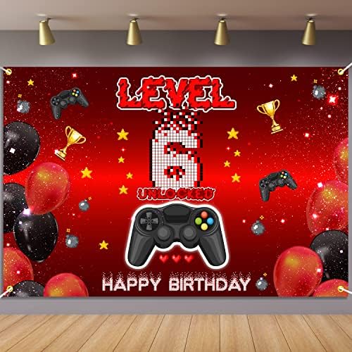Level 6 Unlocked Birthday Backdrop Banner Decor