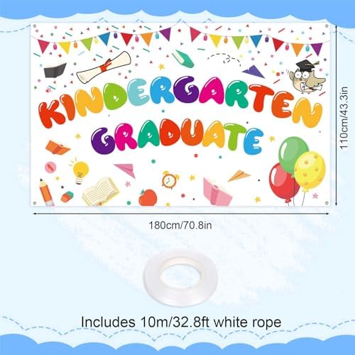 Kindergarten Graduation Banner 71x43 Inch White
