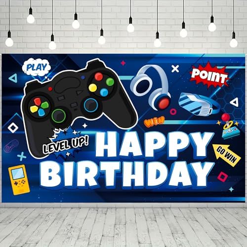 Video Game Birthday Decorations Banner 71x43 Inch