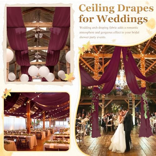 MODFUNS Burgundy Ceiling Drapes for Weddings