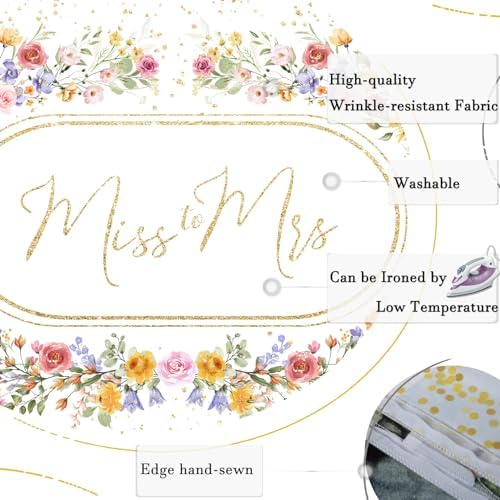 Miss to Mrs Floral Bridal Shower Backdrop 7x5ft