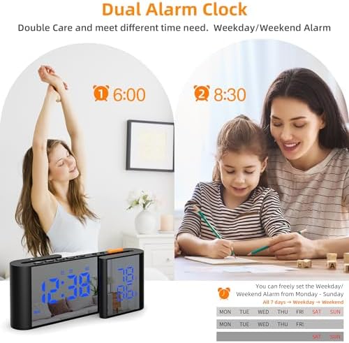 Vauno Alarm Clock Radio with USB Port and Bright Display