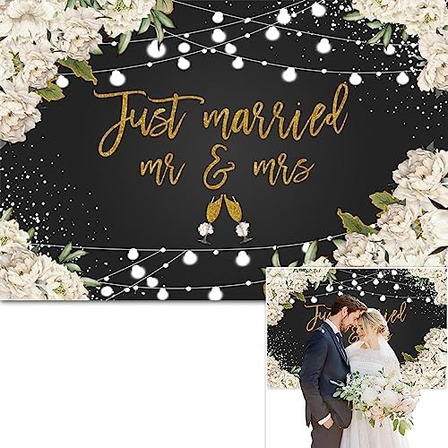 Just Married Mr Mrs Backdrop Wedding Theme