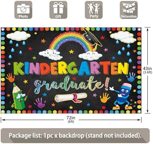 72x43inch Graduation Backdrop for Kids Preschool Class of 2025 Photography Background
