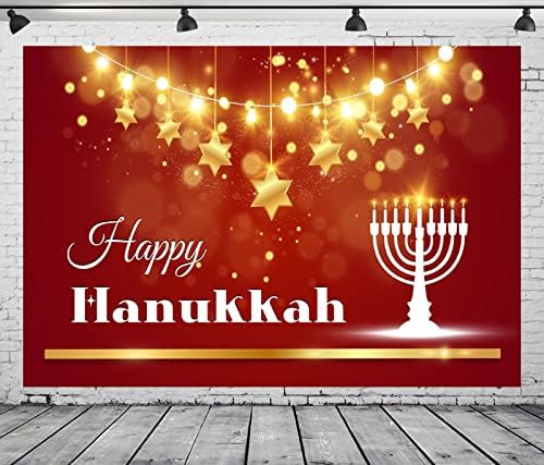 BELECO 8x6ft Hanukkah Photo Backdrop with Golden Stars