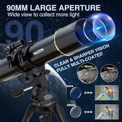 NACATIN 90mm Refractor Telescope with 32X-240X Magnification