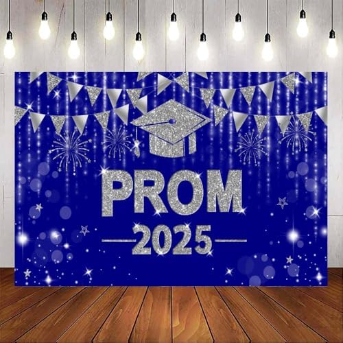 VanillaBay Royal Blue Prom 2025 Graduation Backdrop 708x433 Inch