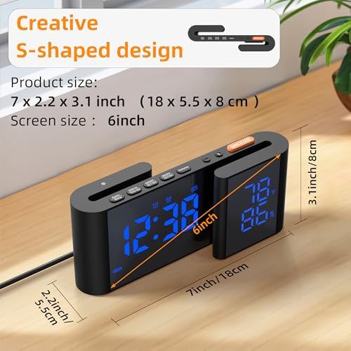 Vauno Alarm Clock Radio with USB Port and Bright Display