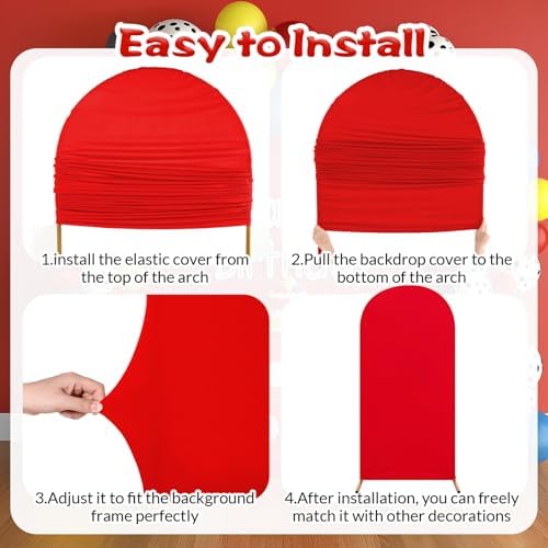 RimCereal Arch Backdrop Cover Set of 3 Red Dog Party Theme