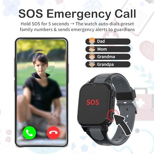 Tixpc 4G Kids Smart Watch with GPS and SOS Features Black