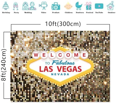 10x8ft Vegas Party Photo Background Polyester